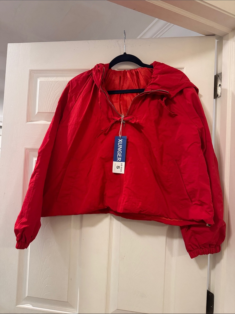 Kids Red Hooded Windbreaker Jacket